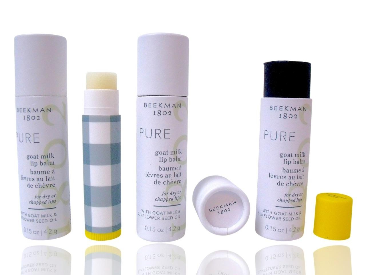 Lot of 3 Beekman 1802 Goat Milk Lip Balm “PURE” Unscented Dry Chapped Lips 4.2g