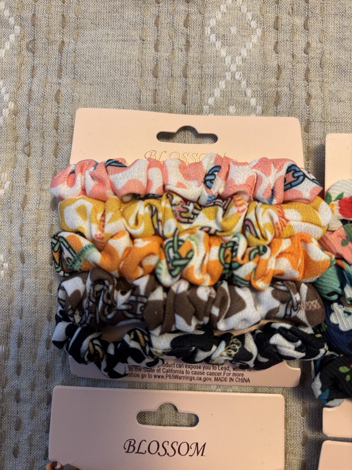 BLOSSOM Multicolor Fabric Hair Scrunchies for Women, All Hair Types