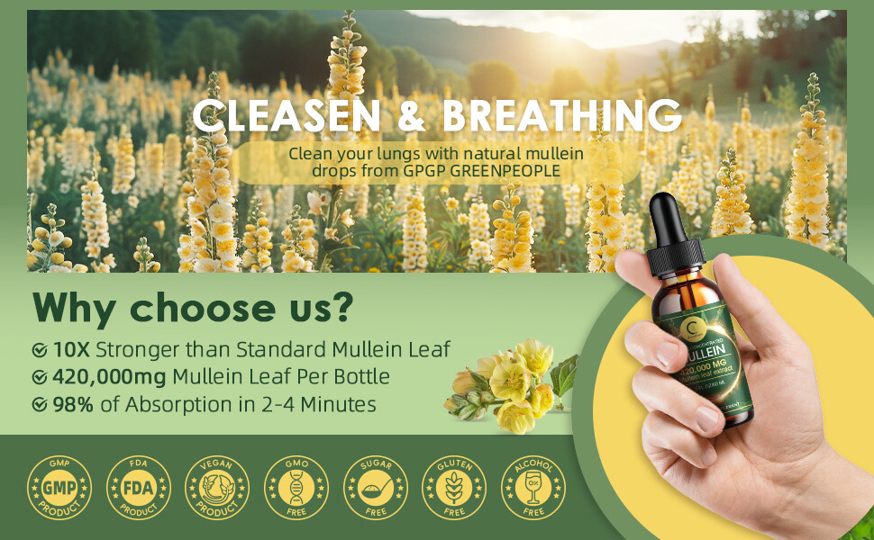 Mullein Leaf Extract Super Concentrated 420,000 MG 2 FL.OZ/60 ML Lung Cleanse