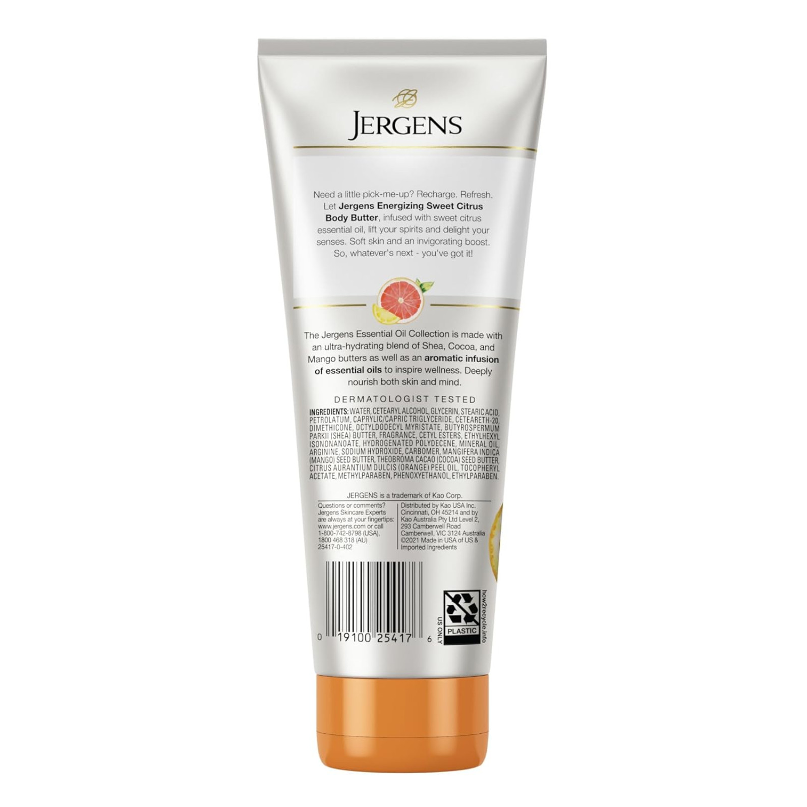 Jergens Sweet Citrus Body Butter 7oz Hand & Body Lotion with Essential Oil
