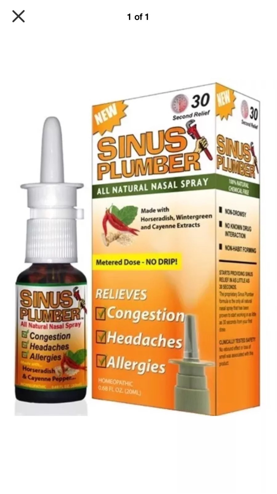 SINUS PLUMBER HOMEOPATHIC NASAL SPRAY Congestion Allergies FAST FREE Shipping