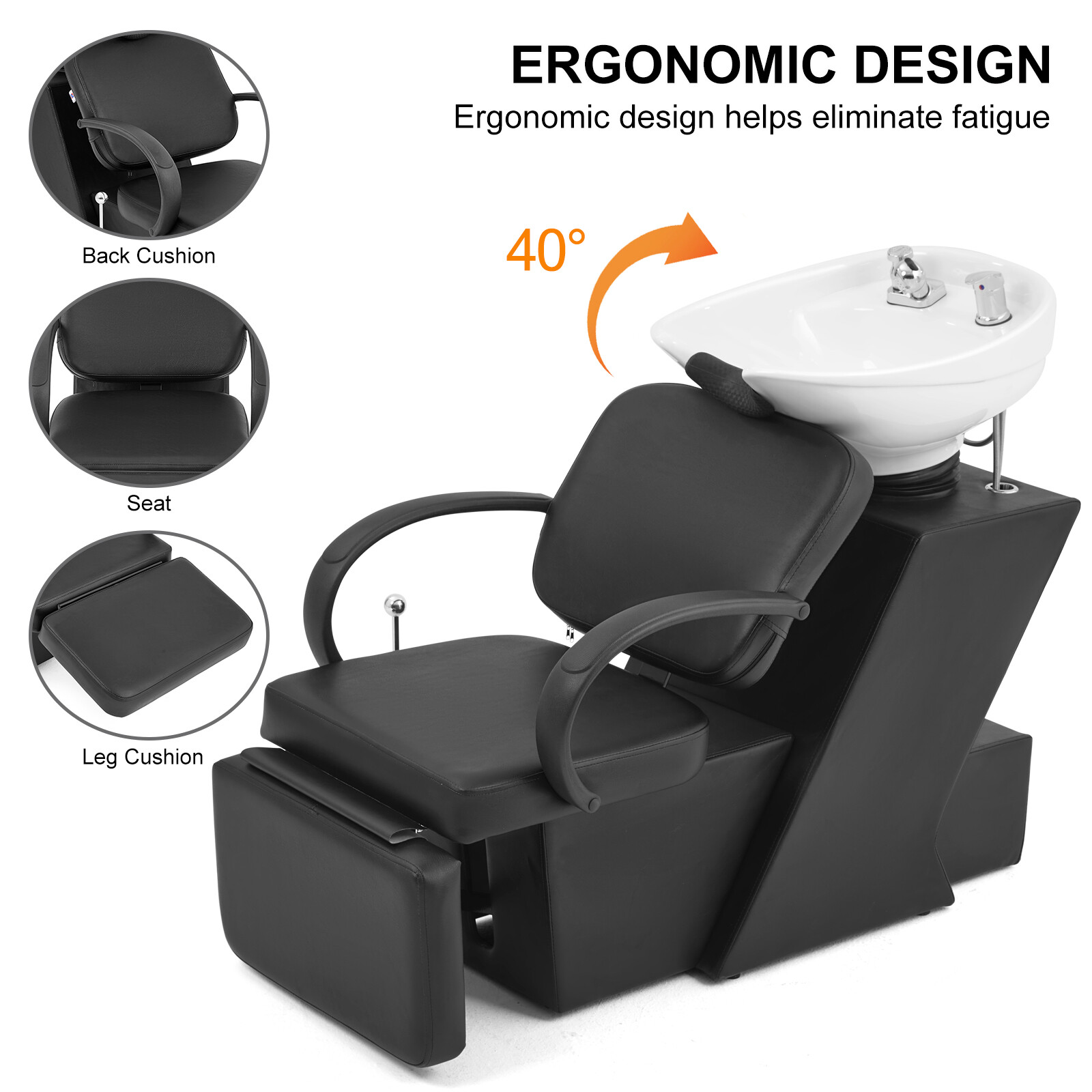 Artist Hand Backwash Units Shampoo Chair Ceramic Bowl Sink Barber Salon Station