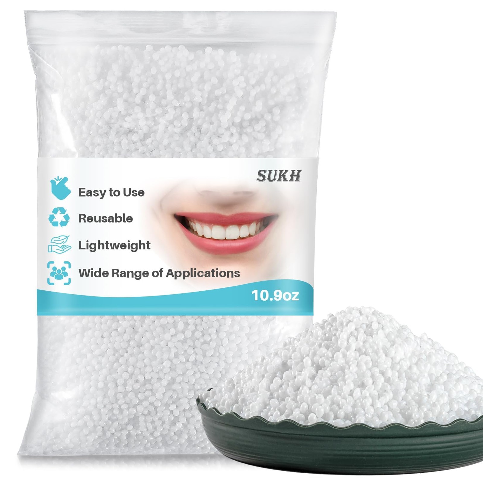 Sukh 10.9oz Moldable False Teeth Beads – Tooth Repair Kit,Repair Thermoplastic B