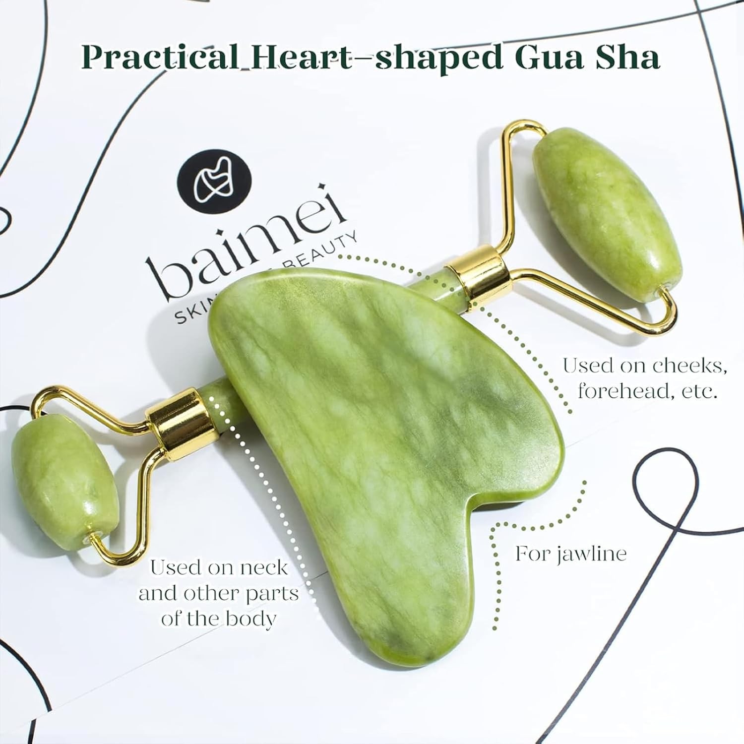 BAIMEI IcyMe Gua Sha & Jade Roller Set, Cooling Face Roller & Gua Sha Tool for D