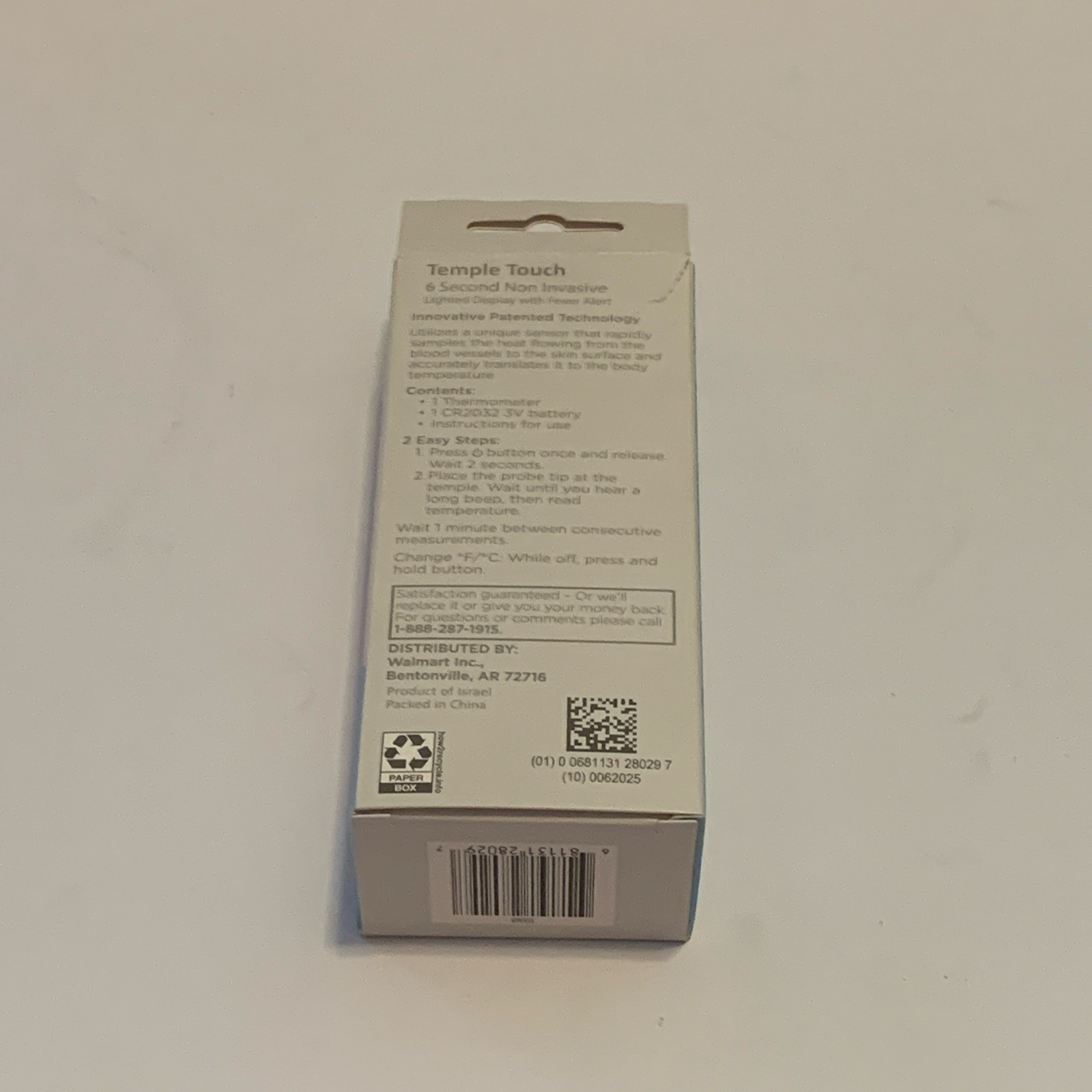 Equate Infrared Forehead Thermometer, Digital Contactless, White, Battery