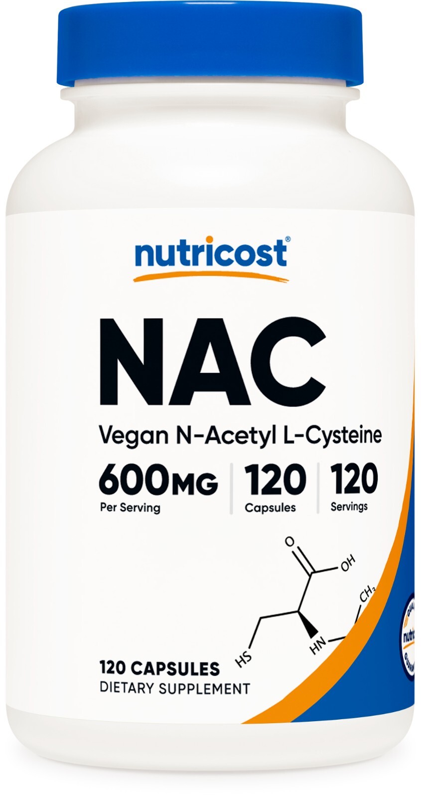 Nutricost N-Acetyl L-Cysteine (NAC) 600mg, 120 Vegan Capsules – Non-GMO