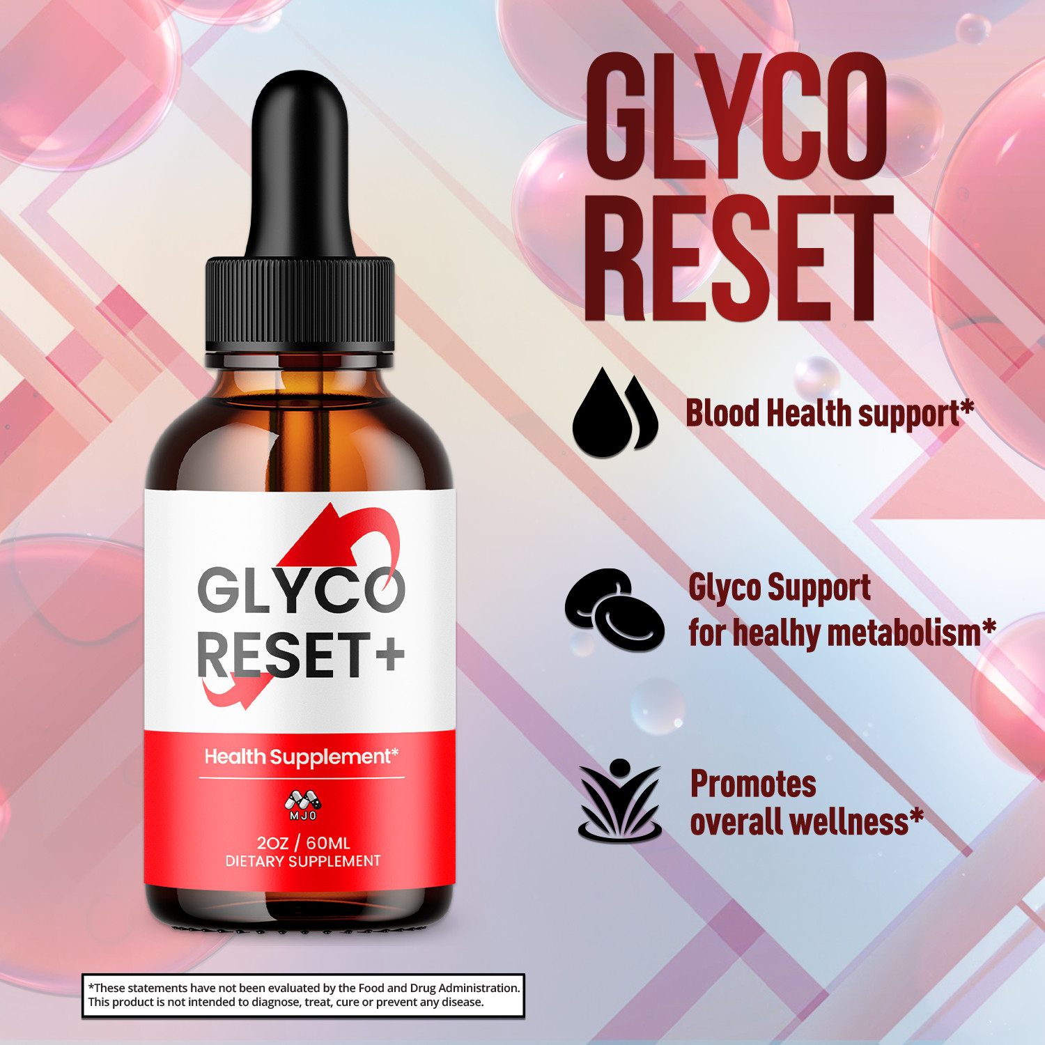 (3 Pack) Glyco Reset Drop GlycoReset Blood Support Vitamin Supplement 90 Servs