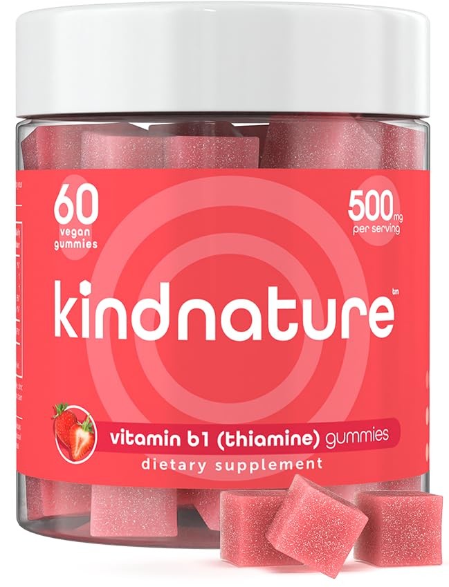 Vitamin B1 Gummies 500mg – Thiamine Supplement for Energy & Focus – 60 Ct