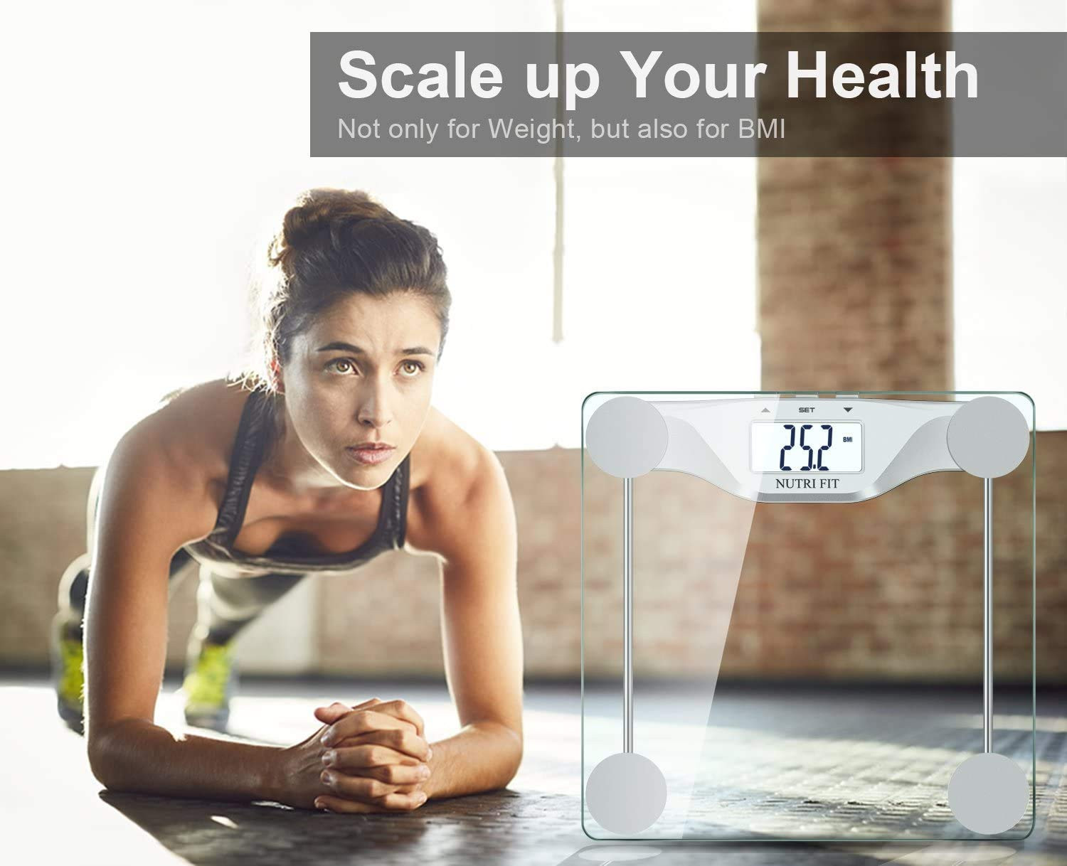 BMI Scale for Body Weight Digital Bathroom Scales 0.1Lb Silver | Tempered Glass,
