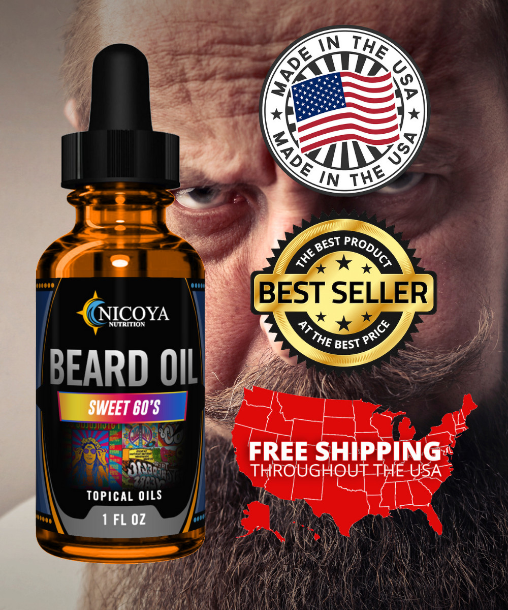 Beard Growth Oil – Fast Growing Beard Mustache Facial Hair oil for Men -Sweet 60