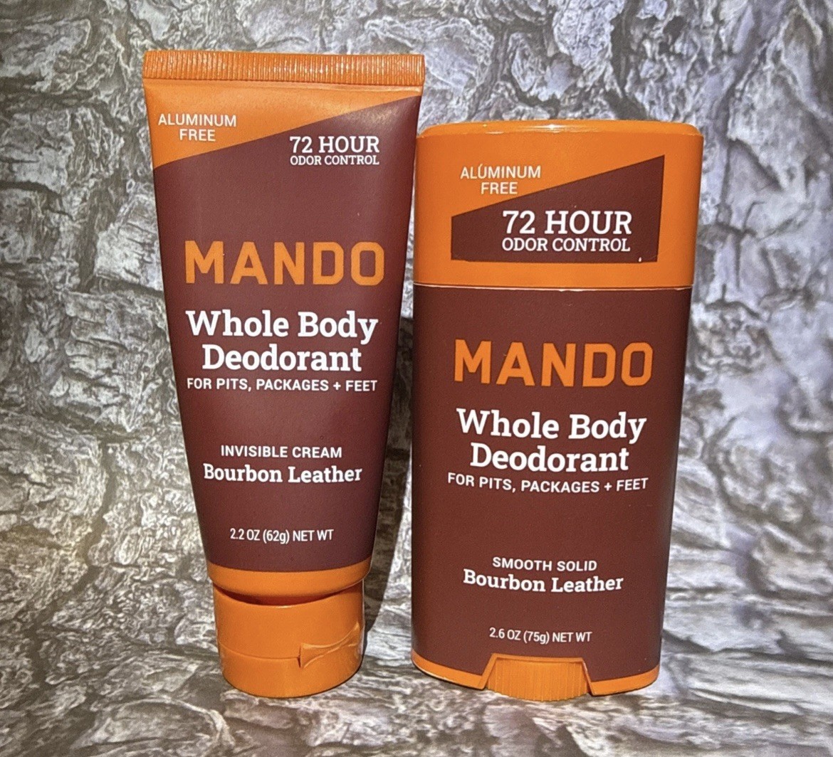 2 Mando Deodorant Bourbon Leather Cream + Solid FULL SZ NEW SEALED