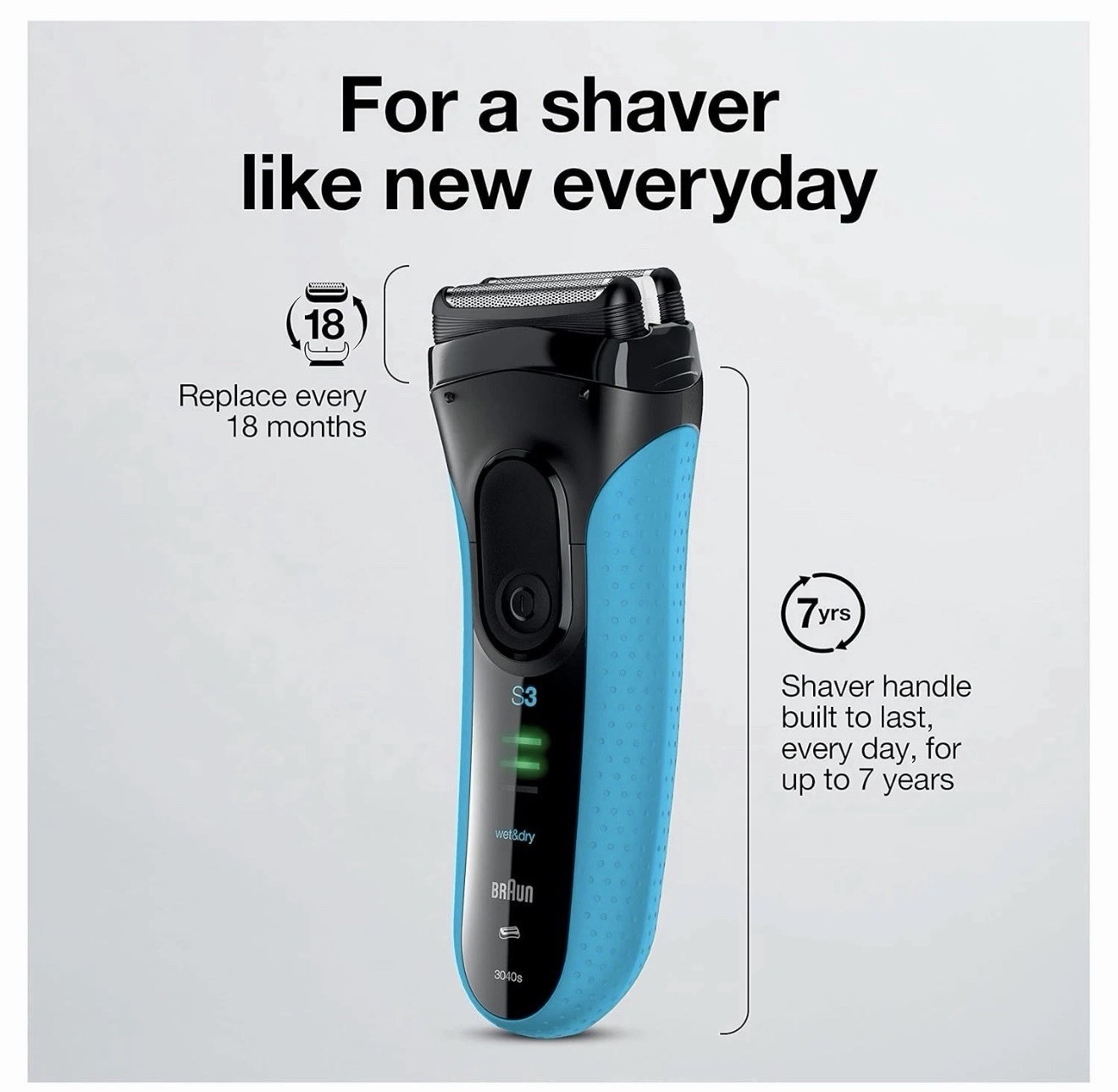 Braun Series 3 ProSkin Electric Shaver Wet & Dry Rechargeable Razor Open Box