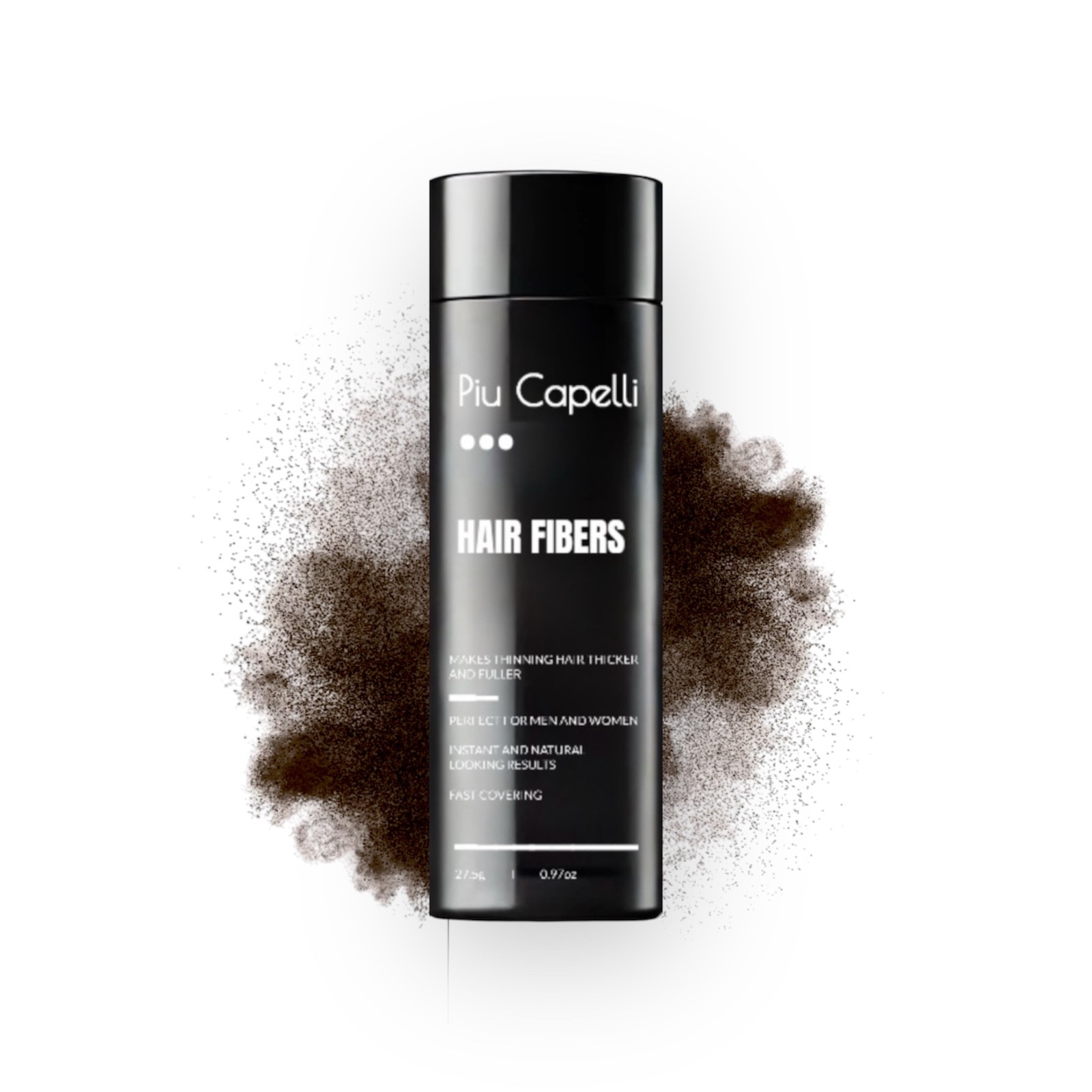 Piu Capelli, Hair Fibers, Dark Brown , 0.97oz, Fast Covering, Natural Looking