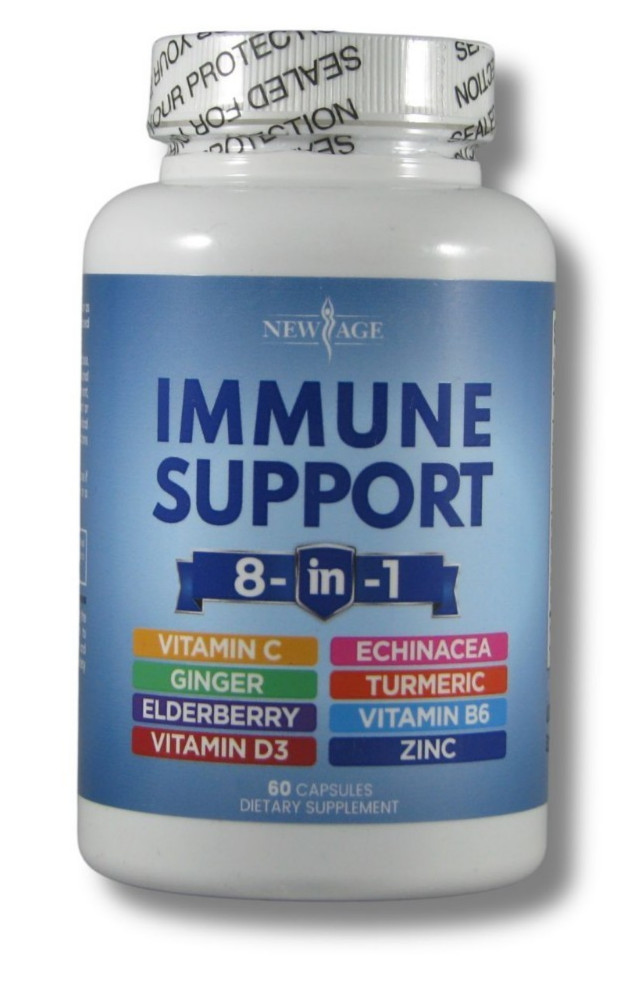 NEW AGE 8 in 1 Immune Support Booster Supplement with Echinacea Vitamin C 60 Cap