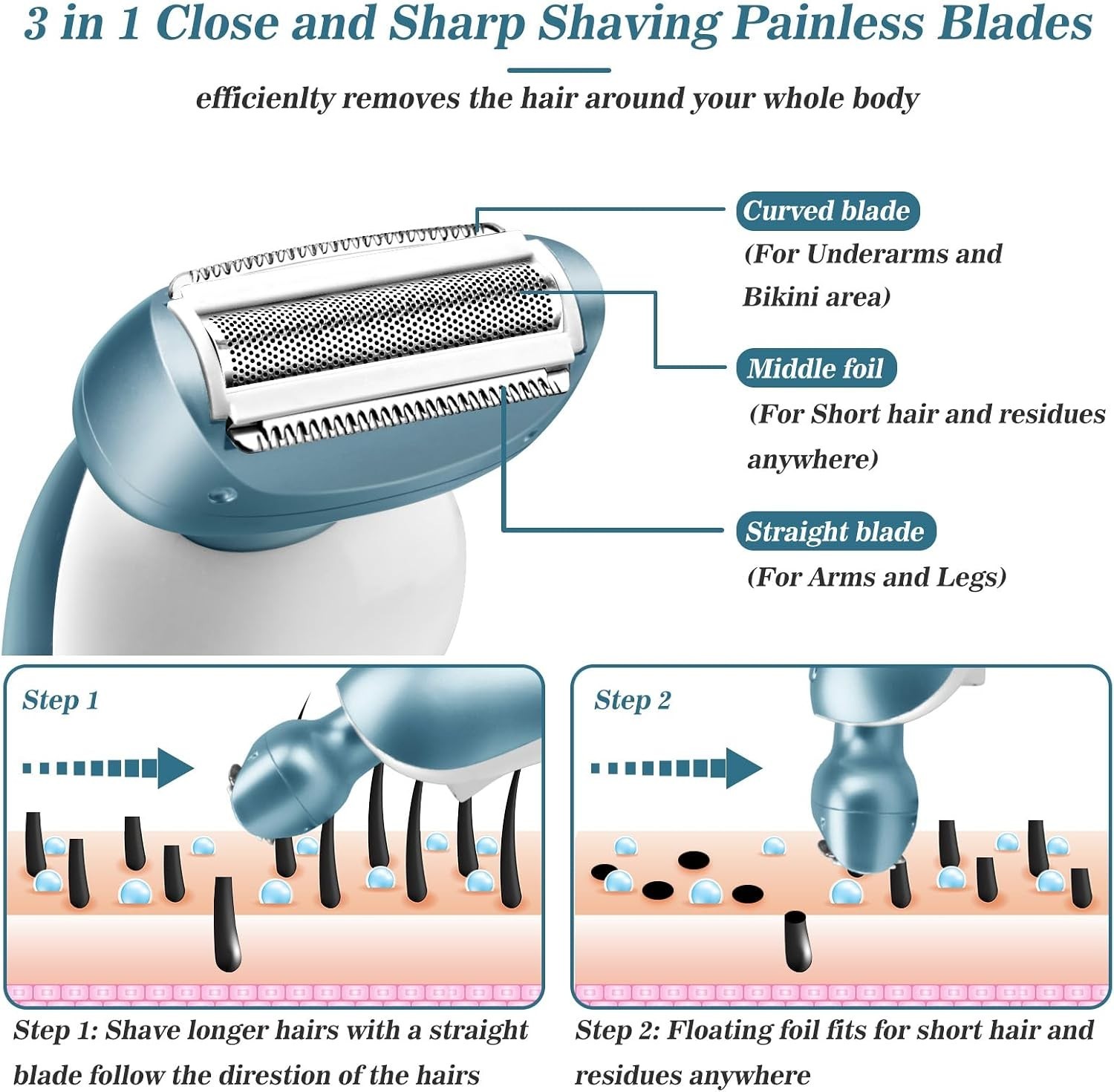 Electric Razors for Women for Legs Bikini Trimmer Electric Shaver for Women U…