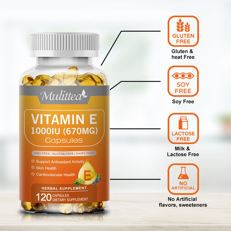 Vitamin E 1000 Iu 670mg Capsules – Supports Skin, Hair, Immune and Eye Health