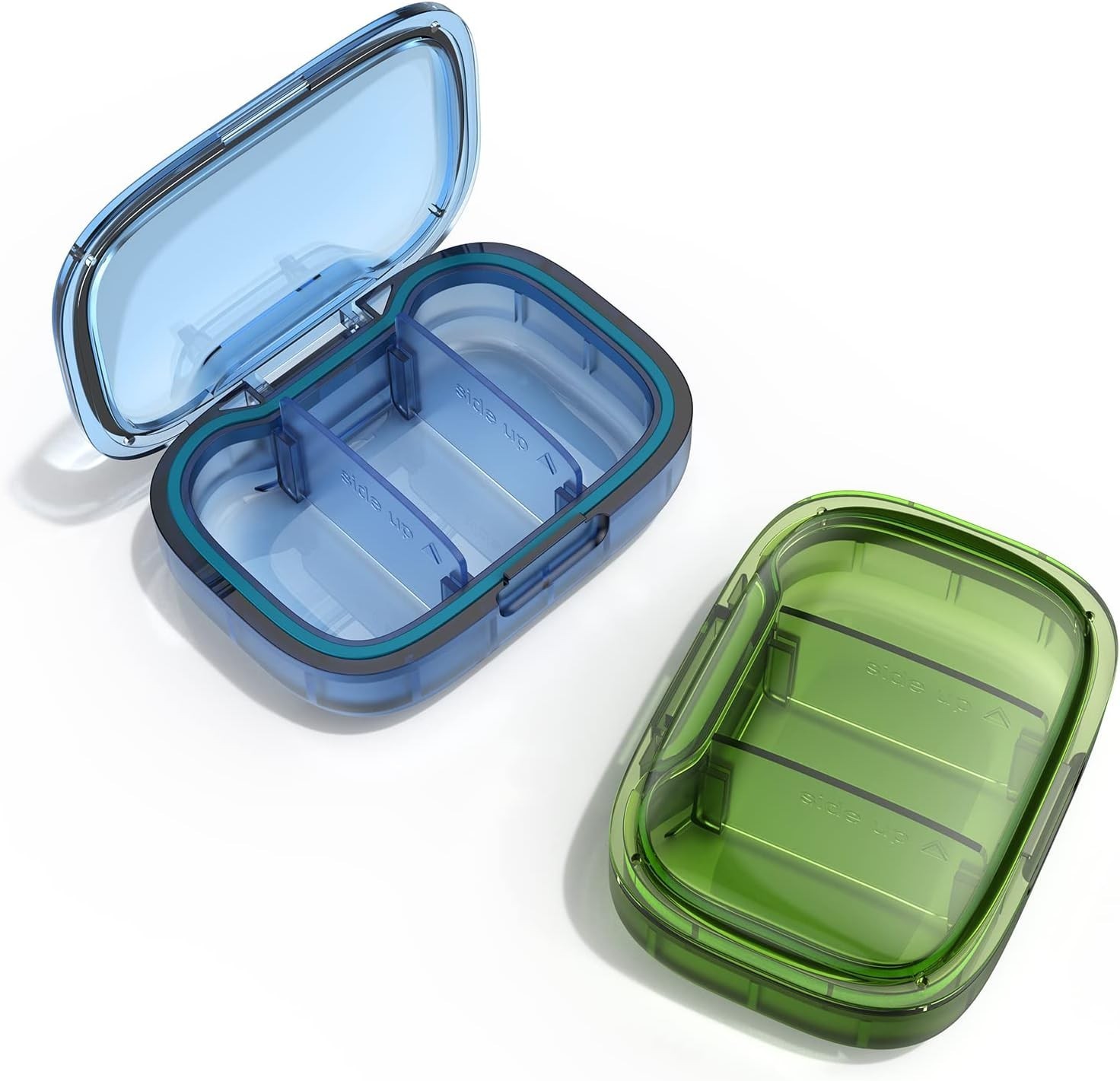 2 Pack 3 Compartment Small Pill Box Moisture Proof Case Travel Organizer Pocket