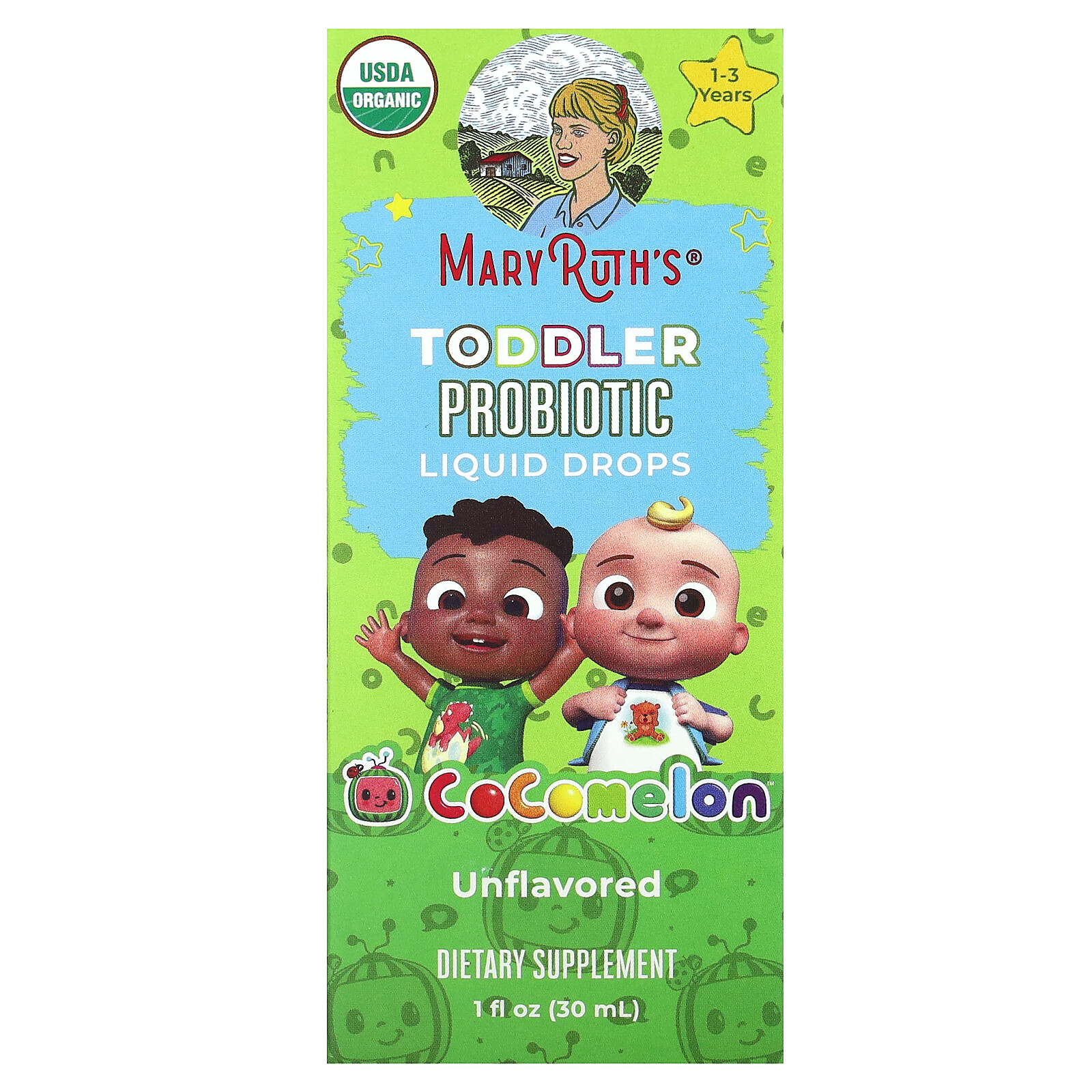 Toddler Probiotic Liquid Drops, Cocomelon, For Ages 1-3 Years, Unflavored, 1 fl