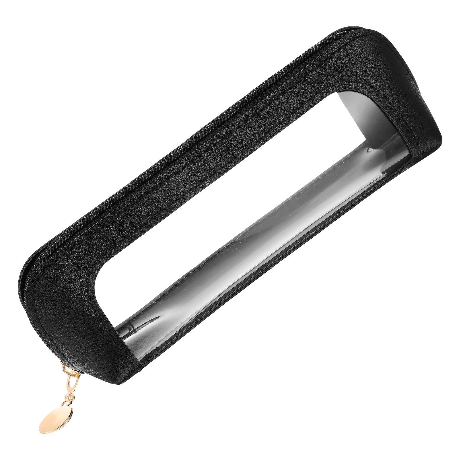 Xinjoduz 1 PCS Makeup Brush Bags Clear 7.48× 1.96 ×2.36 inches, Black