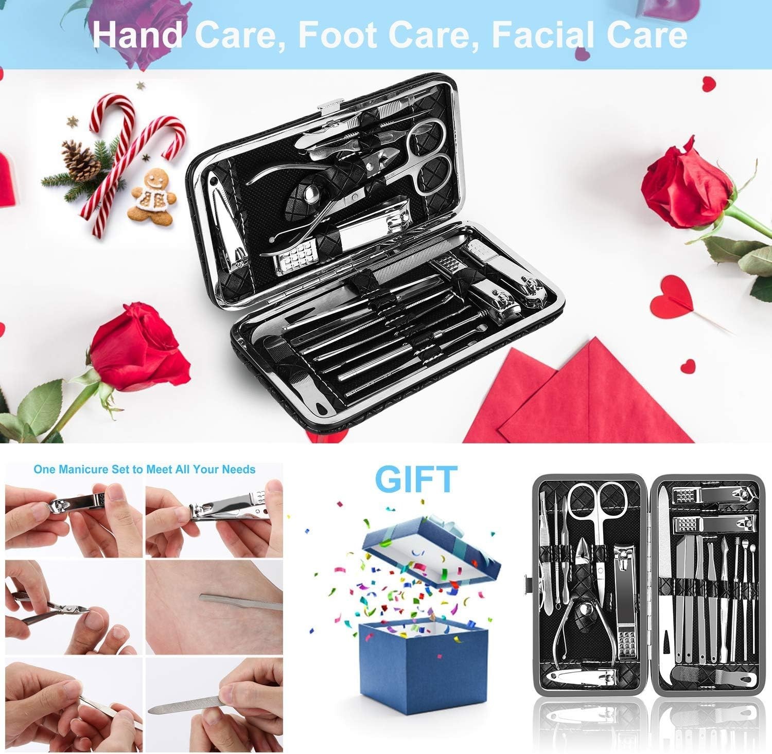 Nail Clipper Set OKOM 19PCS – Professional Manicure Nail Kit for Men Women