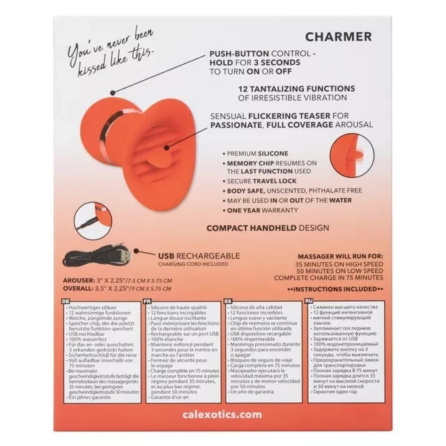 Cal Exotics French Kiss Charmer – Red Silicone USB Charging Cable Included