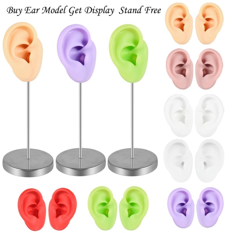 Artificial Left Right Ear Model Silicone Ear Mannequin for Accessories Display