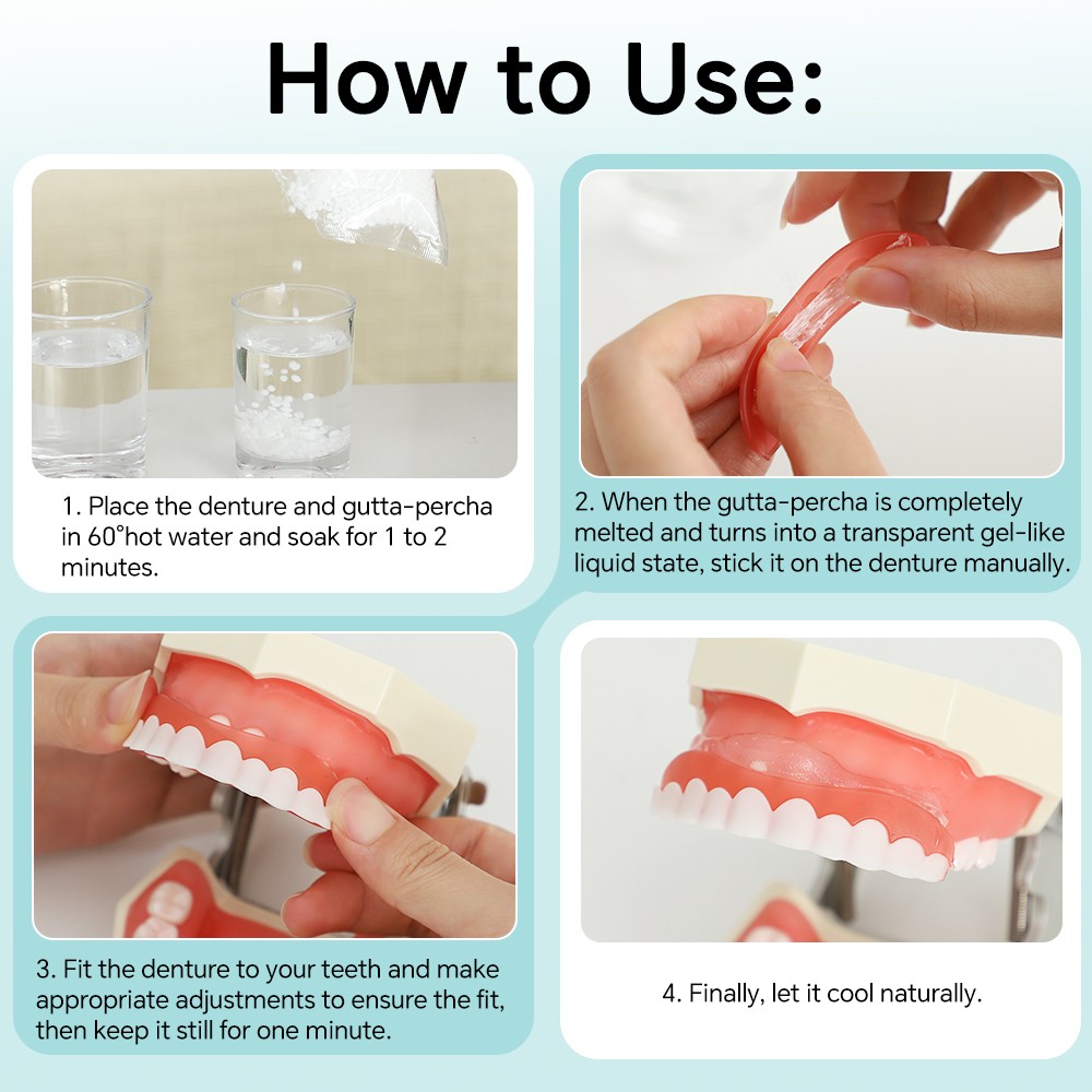 False Teeth Set Full Dentures,Adjustable Silicone Dentures to Fit Over Existing
