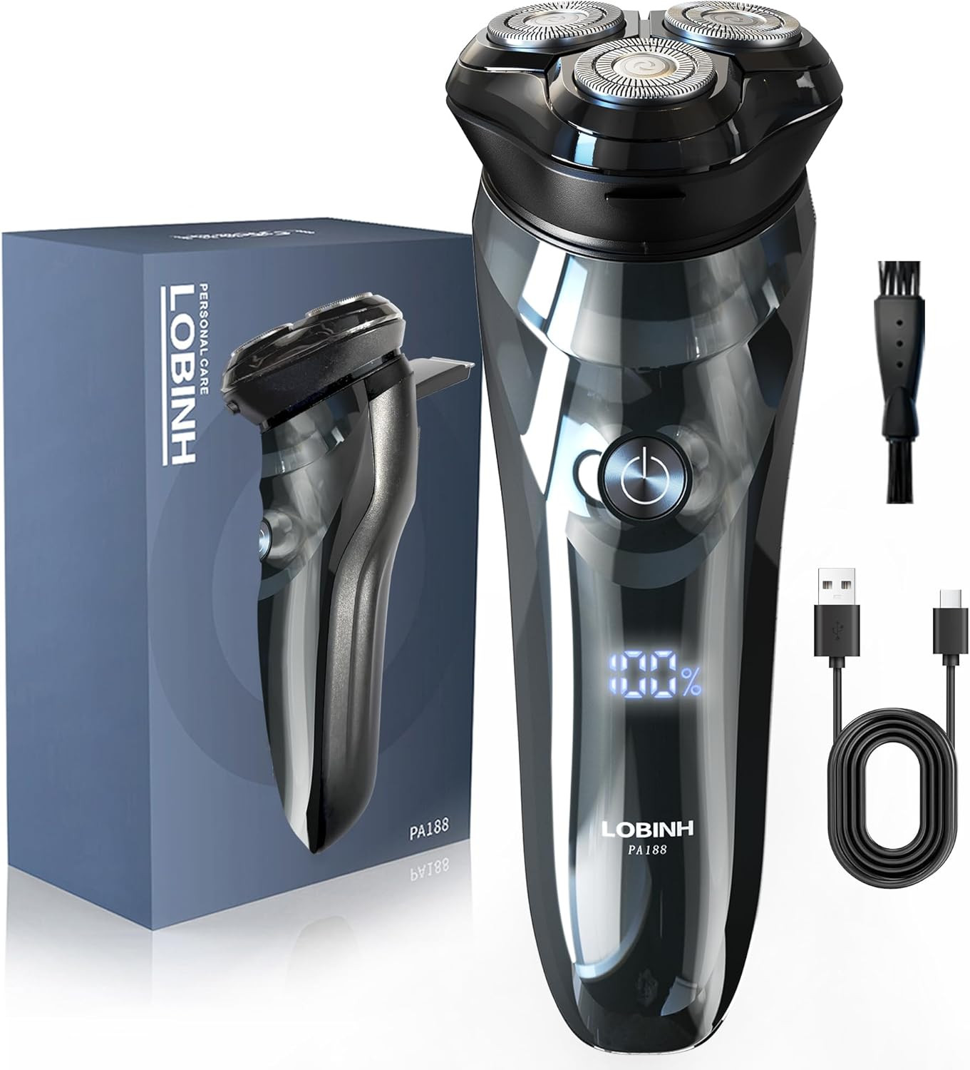 Electric Shaver for Men, 100% Washable Rechargeable Waterproof Electric Razor