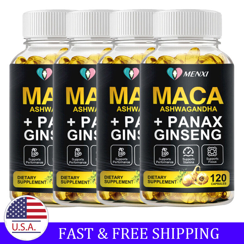 Maca Root + Panax Ginseng 11400mg, Peruvian Maca Extract for Men & Women 120 Cap