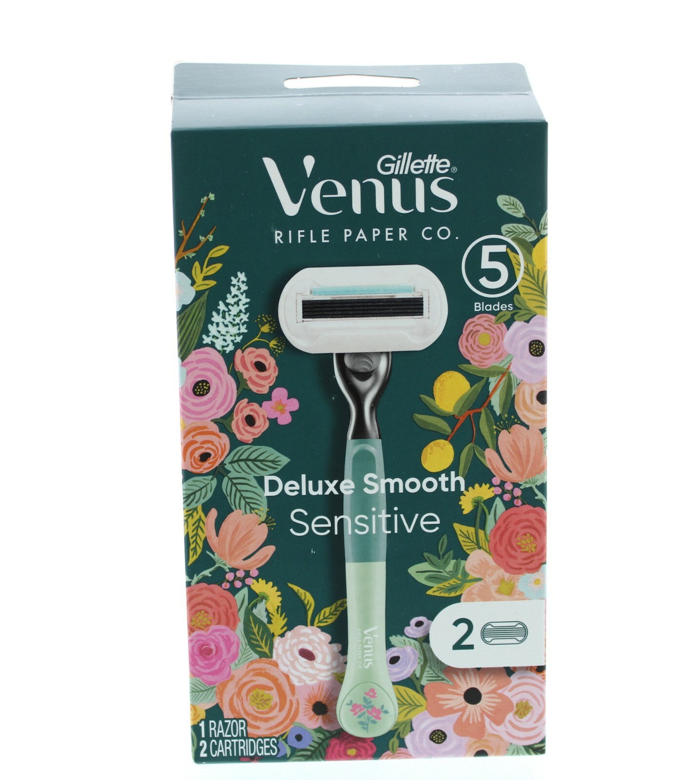 Gillette Venus Razor Deluxe Smooth Sensitive, Metal Handle, 2 Refills – 5 Blade