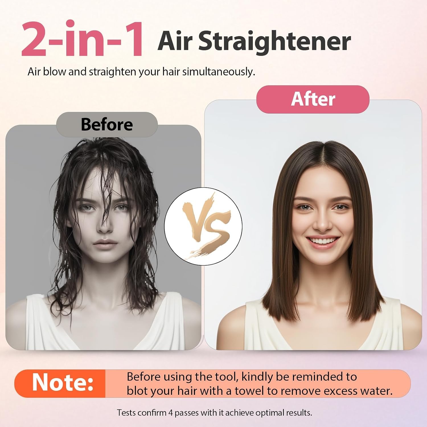 Upgraded Hair Air Straightener, Quico Dual Voltage High-Speed Airflow 2 in 1 S