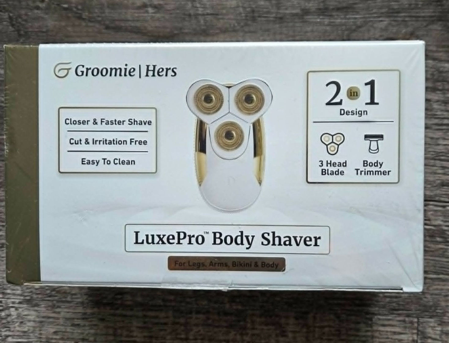 Groomie Hers LuxePro Body Shaver – 3 Head Blade & Body Trimmer Legs Arms Bikini
