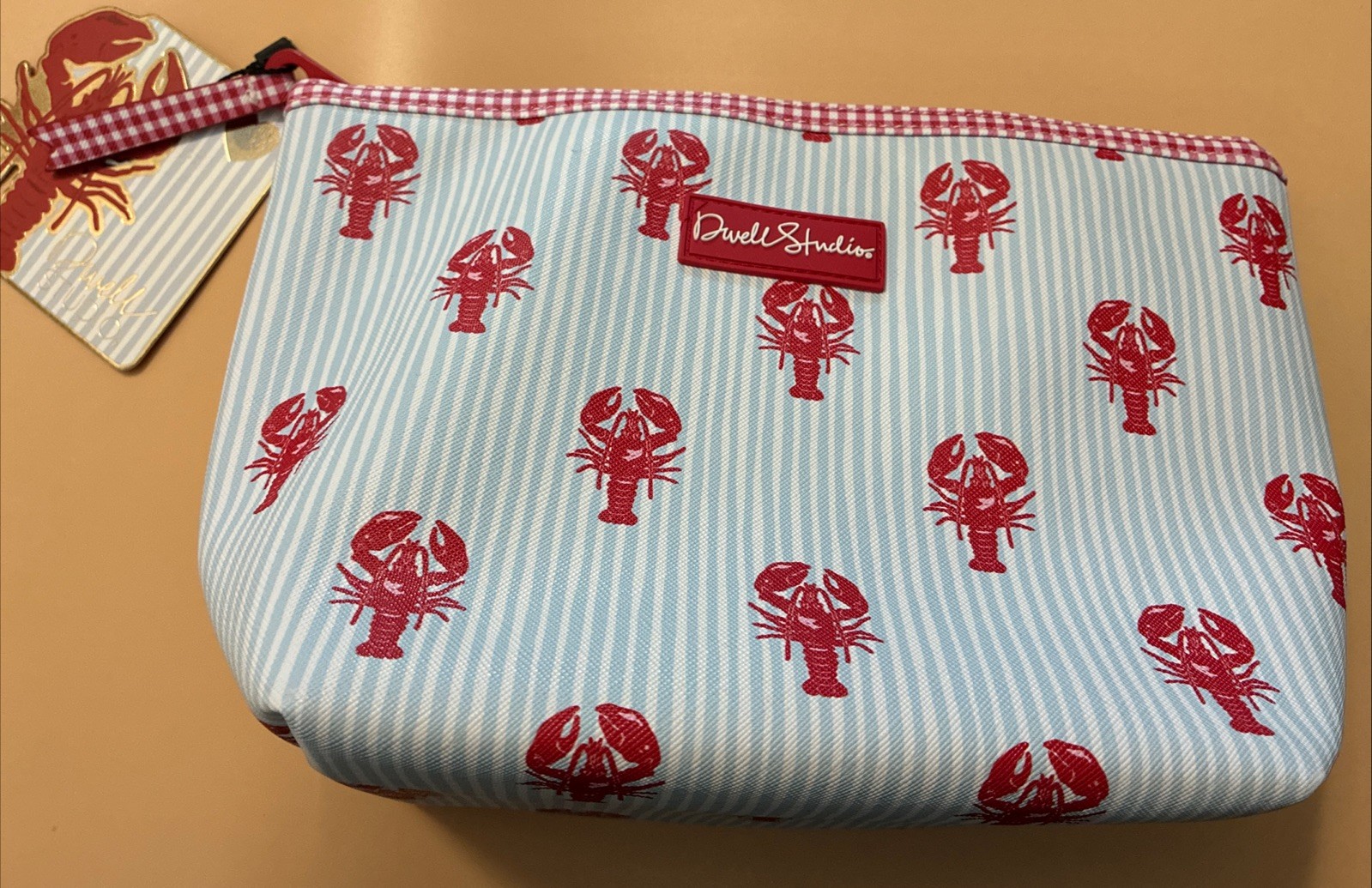 LOSTER COSMETIC BAG by Dwell Studios Trendy Unique Blue & White NEW