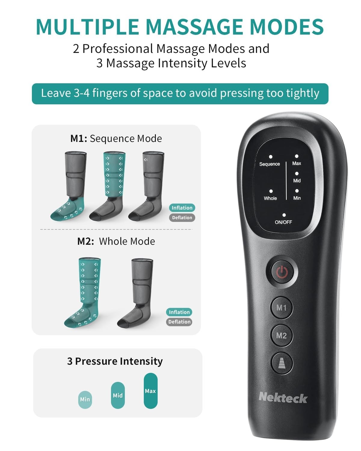Leg Compression Massager for Circulation & Relaxation | 2 Modes, 3 Intensities,