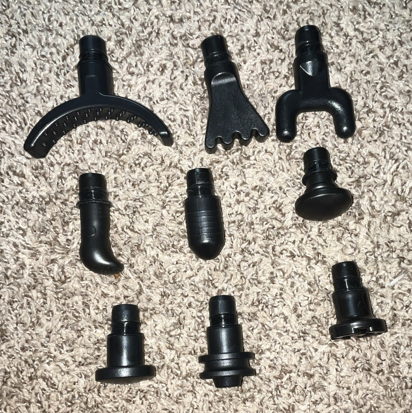 Massage Gun Attachment Heads Set of 9 Black Plastic, Portable Body Use