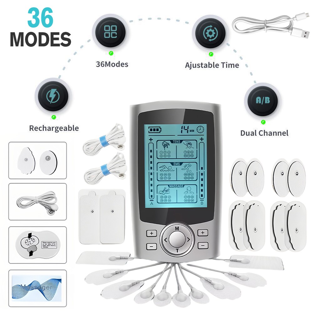 Tens Unit Muscle Stimulator Machine EMS Pulse 36 Modes Massager for Pain Relief