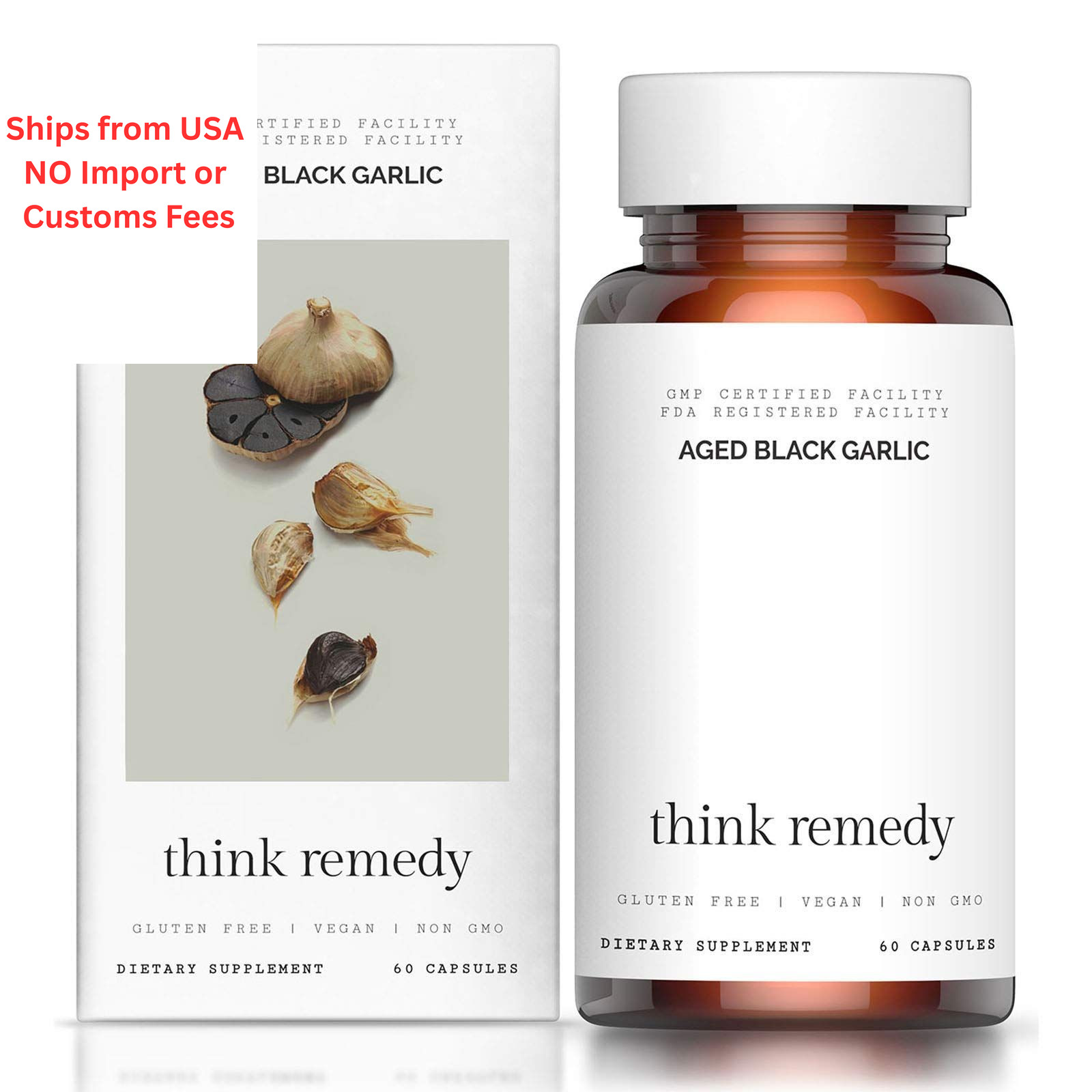 Think Remedy Aged Black Garlic Capsules – Pills – 60 Count (Pack of 1)
