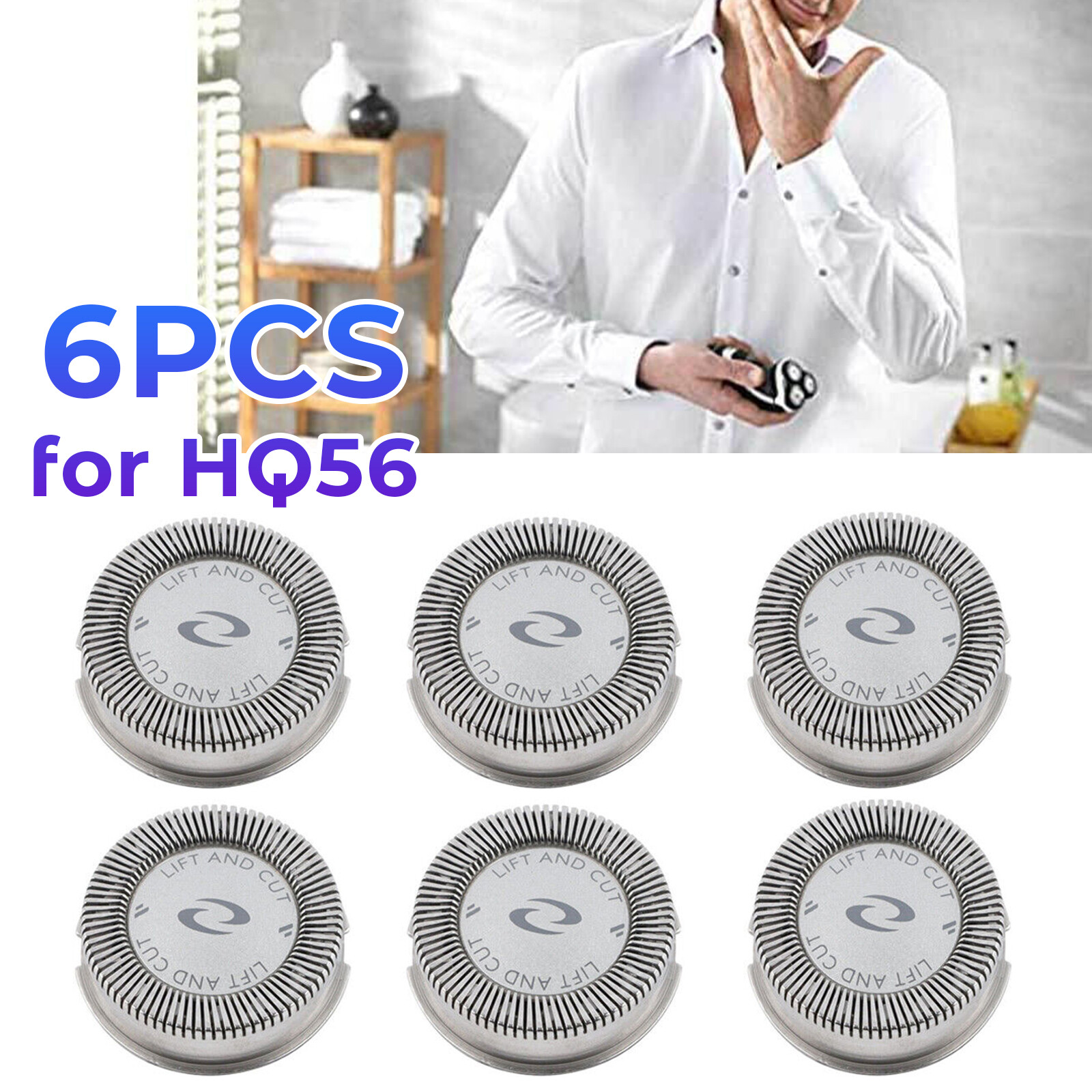 HQ3 HQ4 HQ55 HQ56 Replacement Heads for Norelco Philips Shavers Blades (6-Pack)