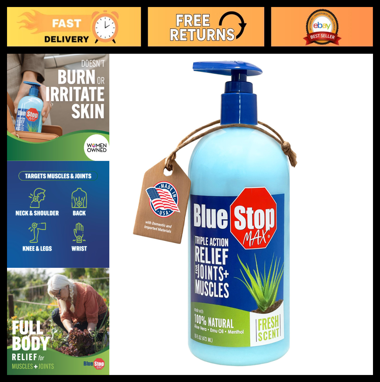 16 oz Massage Gel for Body Aches – 3-in-1 Pain Relief, Joint Support & Skin Nour