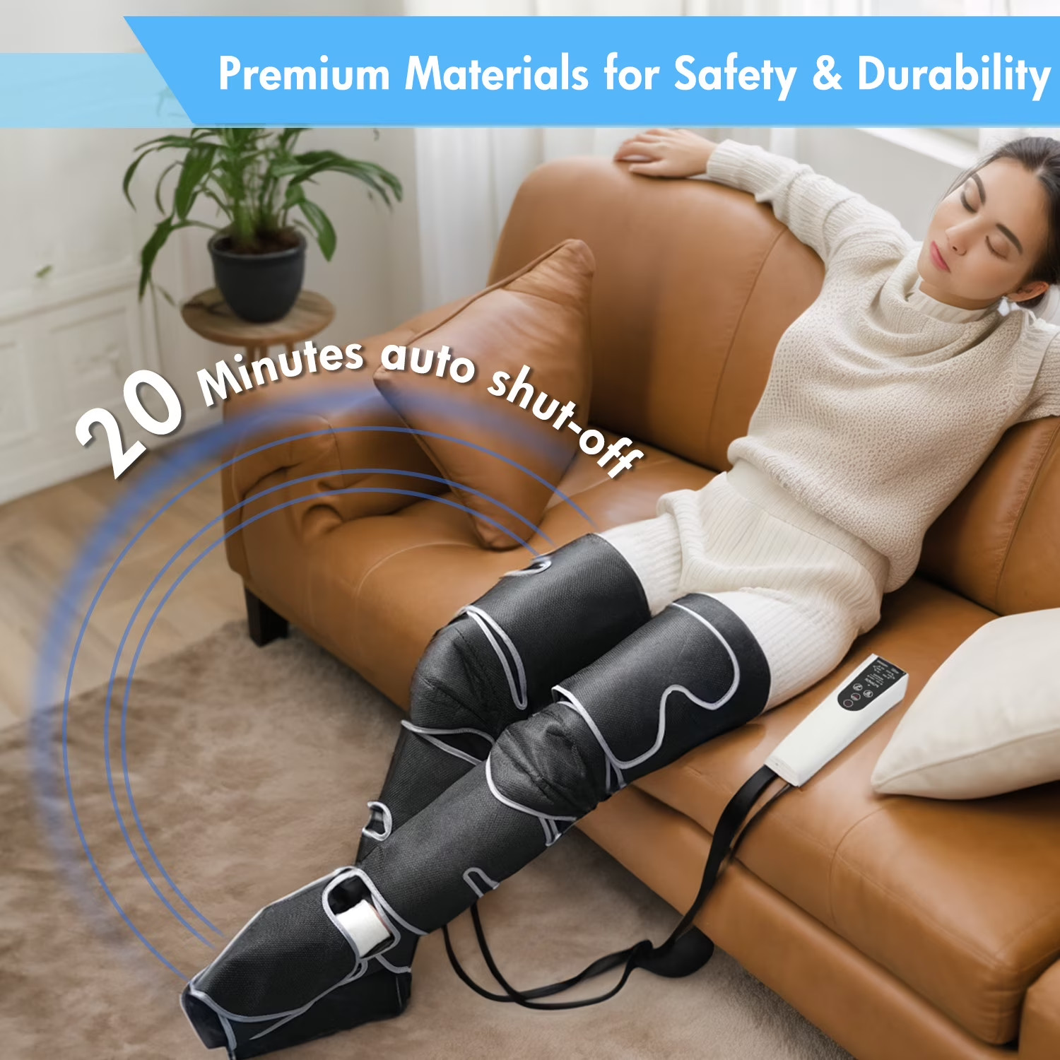 Air Compression Leg Massager Heat Sequential Boots Circulation Varicose Vein Rel