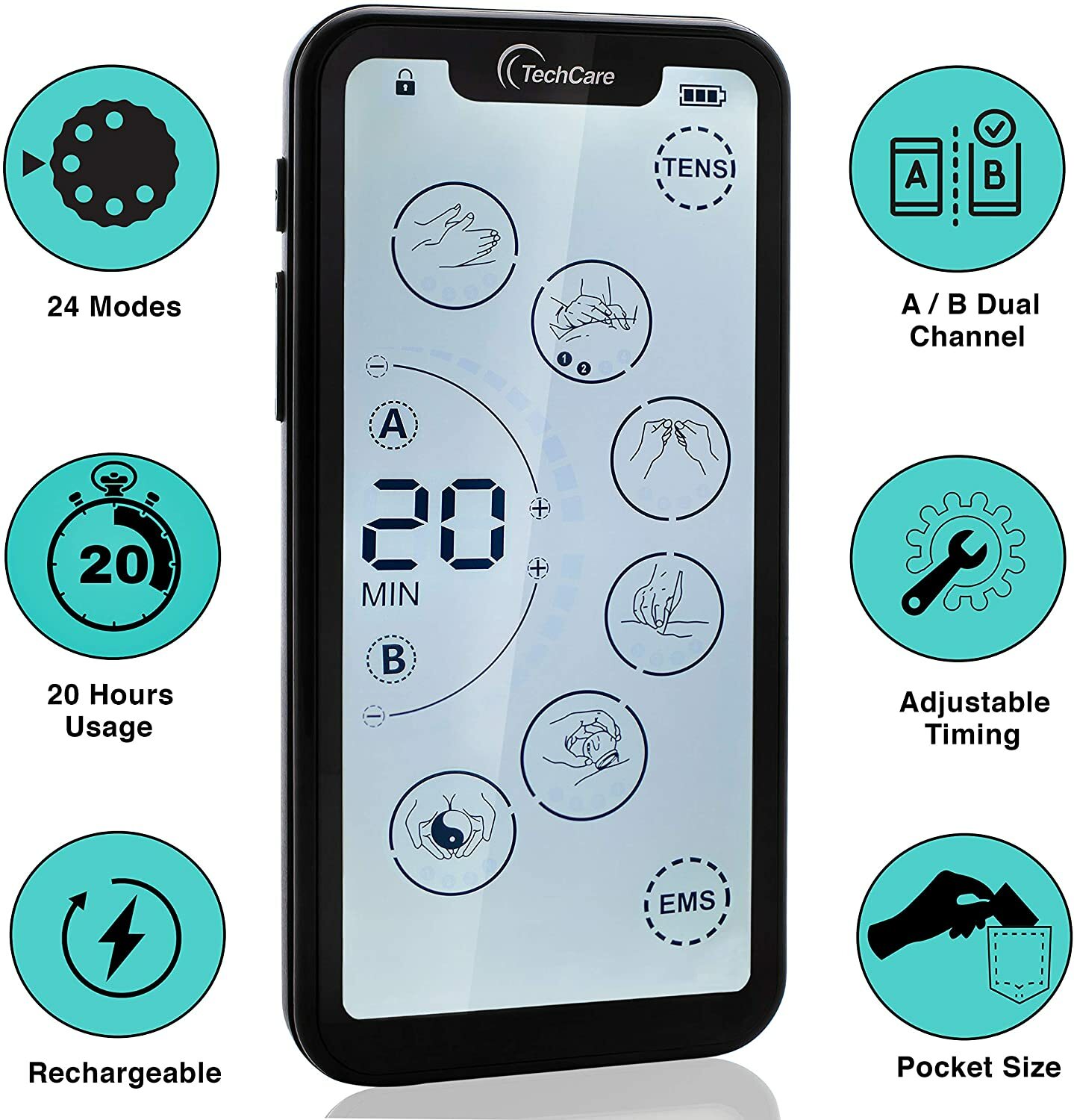 Best Rechargeable Touch Screen Professional Tens Ems Unit Muscle Stimulator