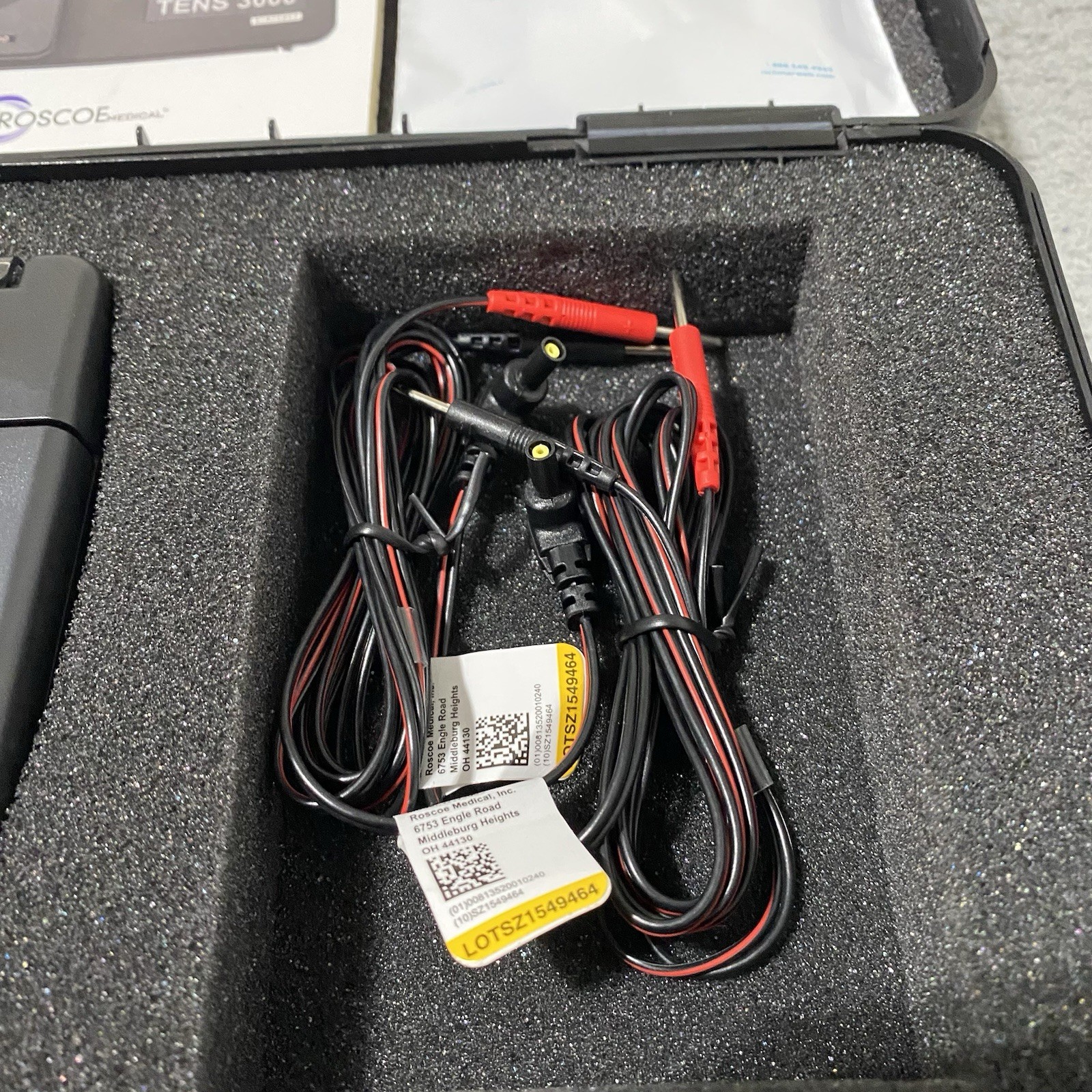 TENS 3000 Stimulation Unit Carrying Case Pads Manual Roscoe NEW