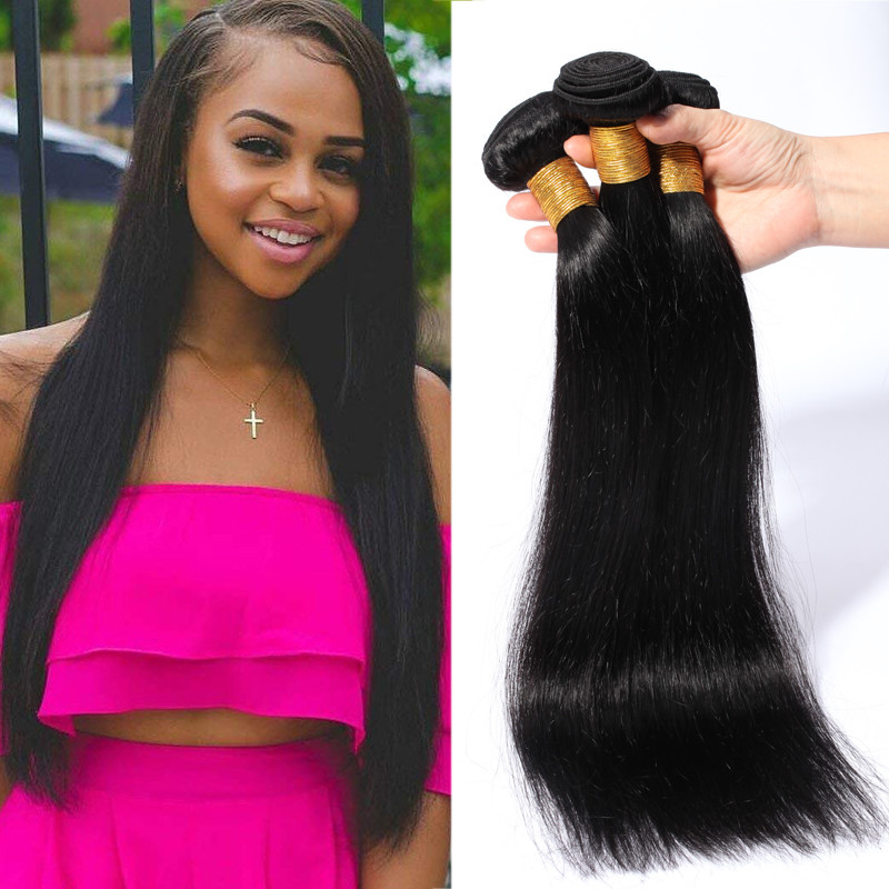 Brazilian Indian Virgin Human Hair 1-3 Bundles Weave Extensions Wavy Straight US