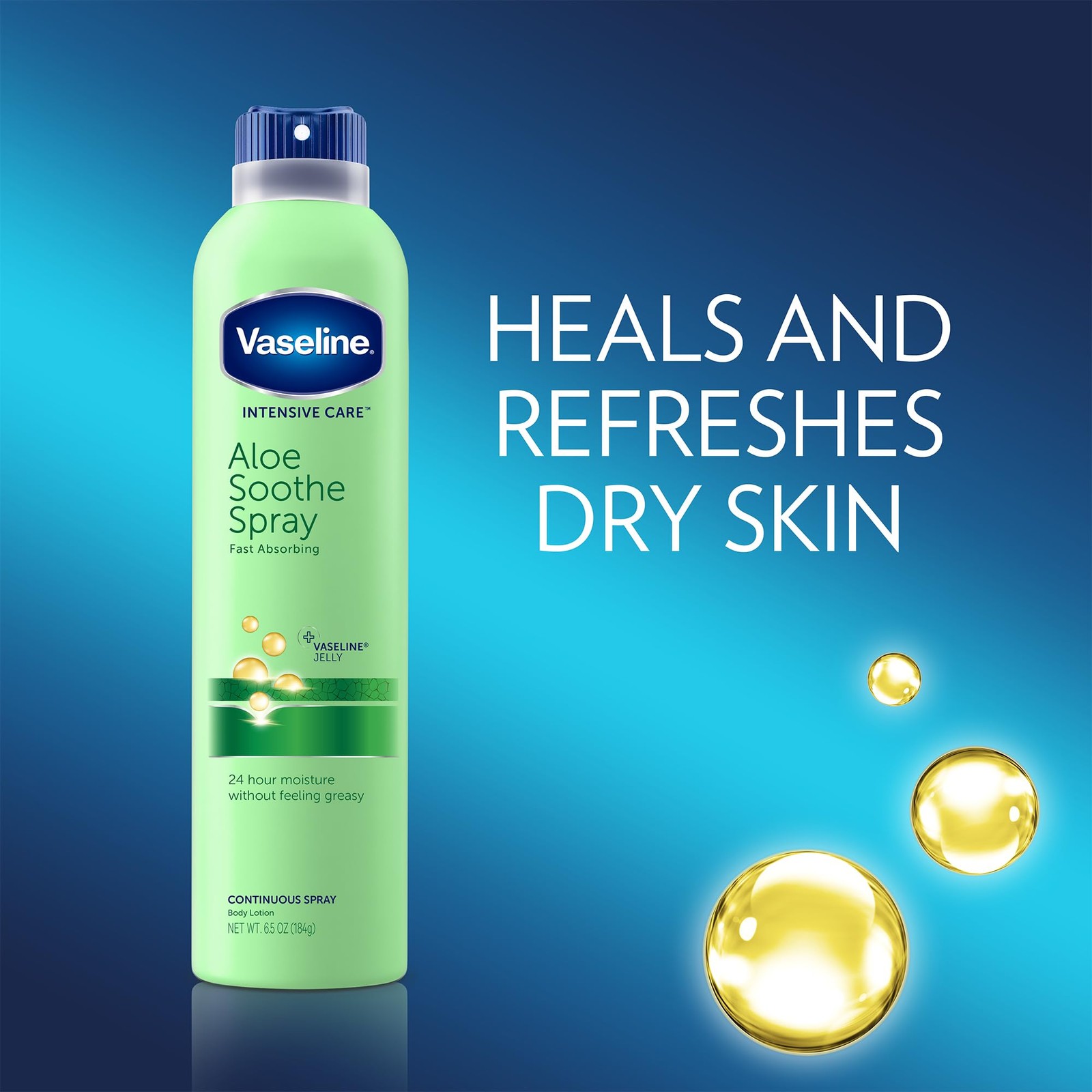 Vaseline Intensive Care Spray Moisturizer, Aloe 6.5 Ounce (Pack of 2), green