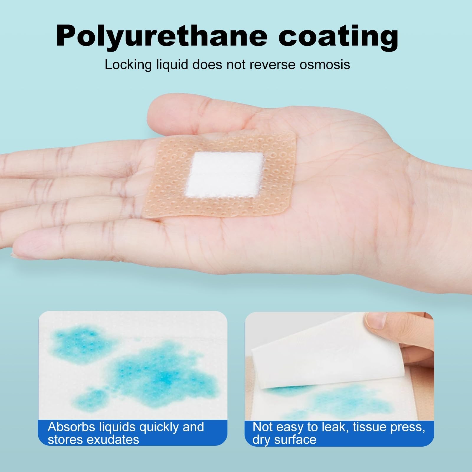 40 Pcs Waterproof Silicone Foam Dressings 2×2, Self-Adhesive Wound Care Pads