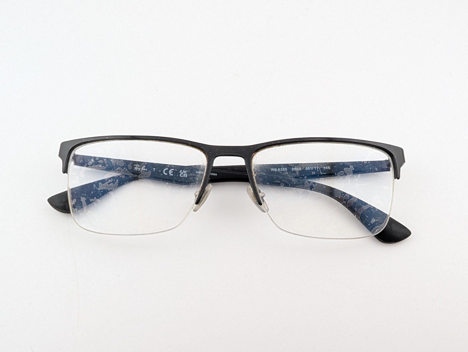 Ray Ban Eyeglasses, Frames Only, RB 6335 2503, 56-17-145, Black, Half Rim