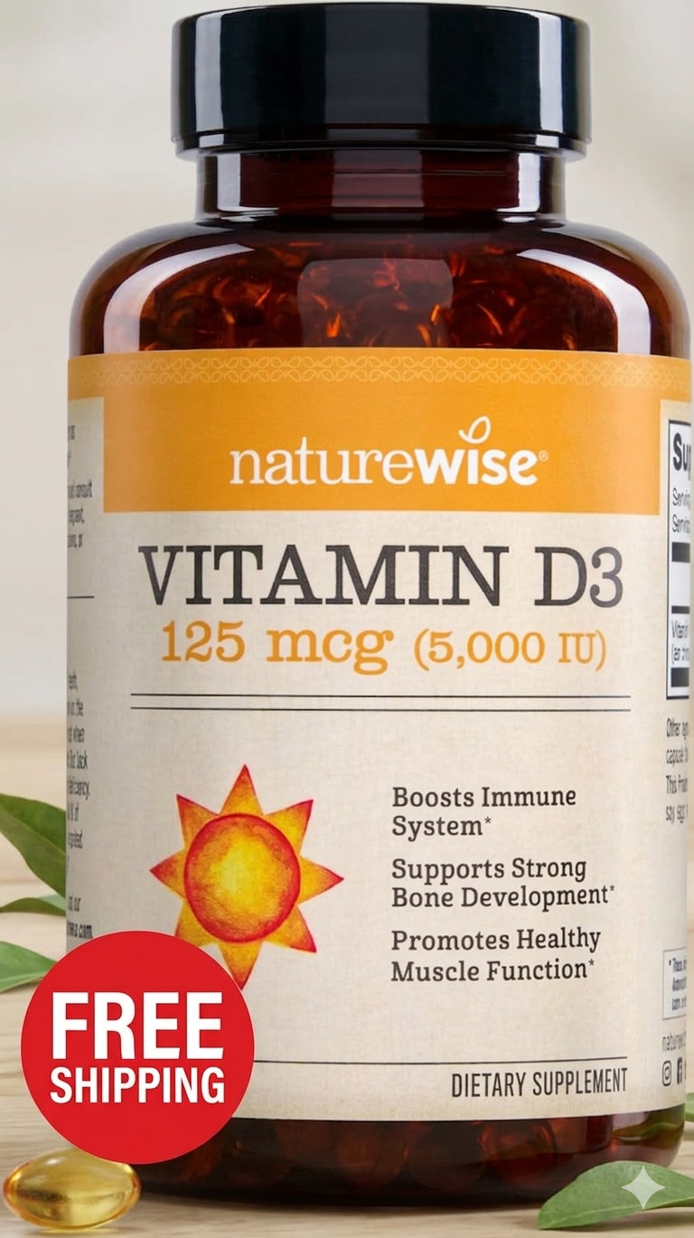 NatureWise Vitamin D3 5000iu (125 mcg) 1 Year Supply for Immune Support, Healthy