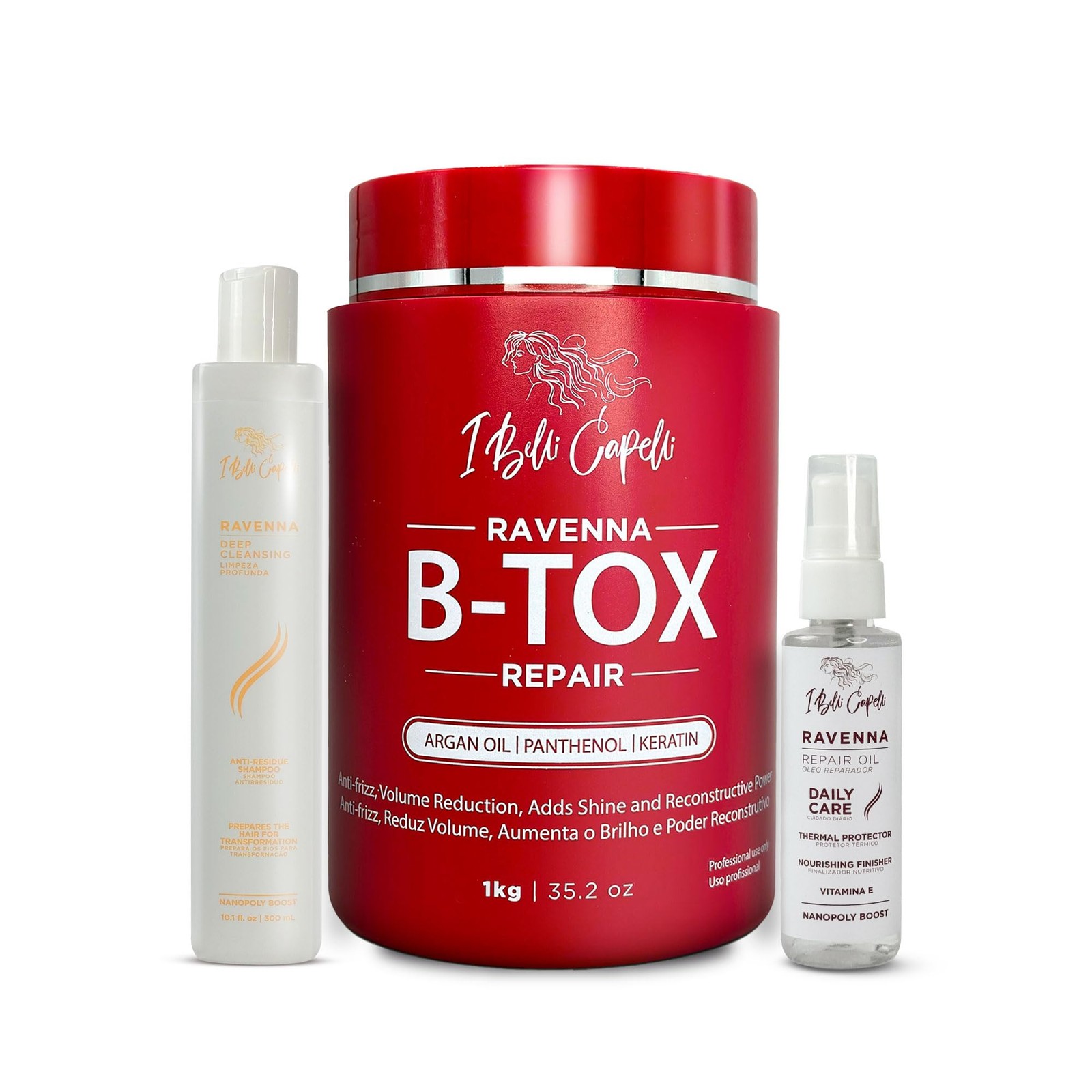 I Belli Capelli Ravenna B-tox Hair Smoothing 15.71 Fl Oz (Pack of 3), White