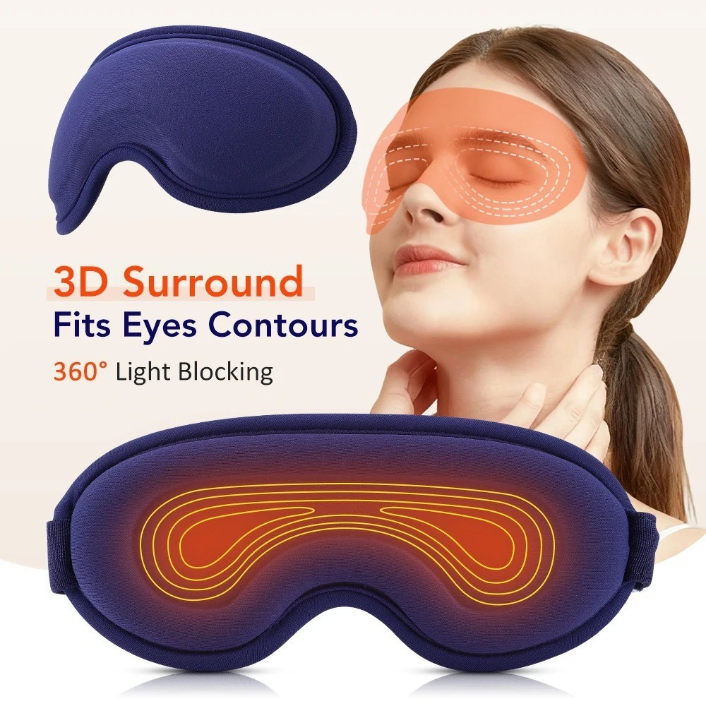Heated Vibrating Eye Mask USB Warm Compress Massage Sleep Mask 5 Heat 6 Modes
