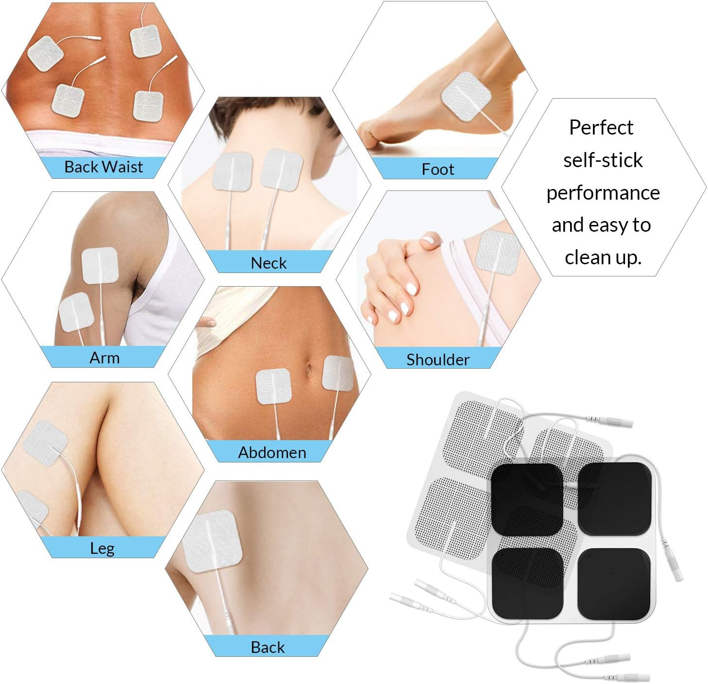 40 TENS Electrode Pads EMS Replacement Unit 7000 3000 2×2 Muscle Stimulator BULK